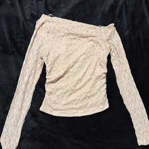 beige/cream off the shoulder top